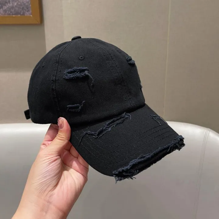 Baseball%20Cap%20for%20Women%20New%20Spring%20and%20Summer%20Hop%20Versatile%20Soft%20Top%20Curved%20Brim%20Retro%20Personality%20Make%20Old%20Ripped%20Peaked%20Cap%20for%20Men%20-%20Image%204