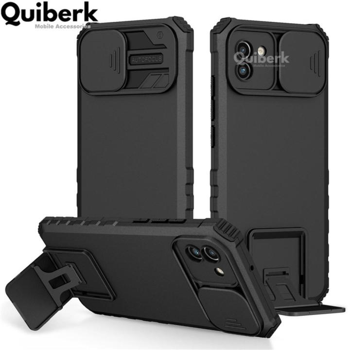 Quiberk for Samsung Galaxy A03 Phone Case Slide Camera Cover Kickstand Hard Shockproof Armor Back Casing