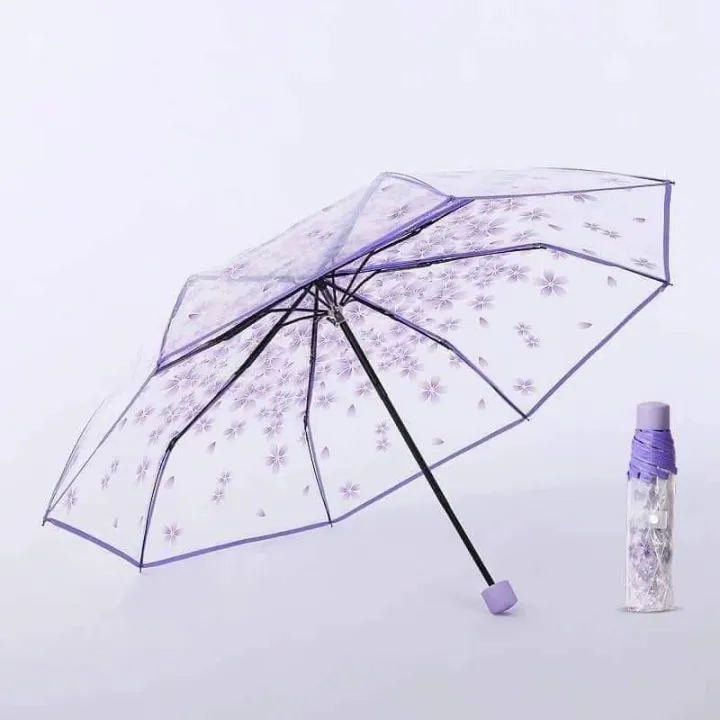 Transparent%20Flower%20Print%20%20Ladies%20Folding%20Umbrella%20/Transparent%20Umbrella%20For%20Women%20-%20Image%202
