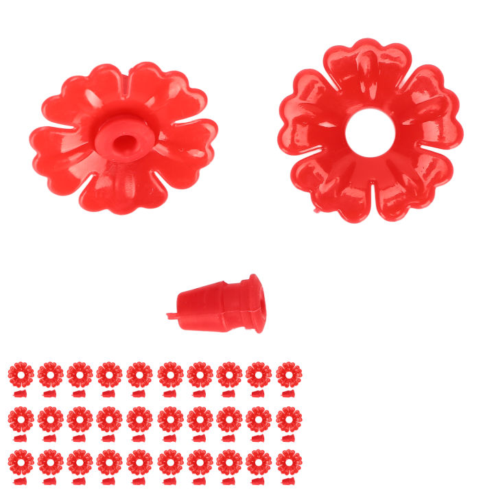 30 Set Hummingbird Feeder Flowers Hanging Bird Feeding Ports Replacement Parts Garden SuppliesRed