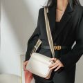 Solid Square Women Crossbody Bags Wide Fabric Strap Crossbody Bag Ladies Fashion Handbags Zipper Leather Women Shoulder Bags.