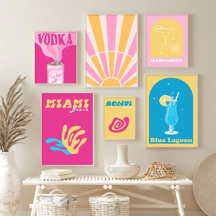 Trendy%20Cocktail%20Sunset%20Gallery%20Wall%20Posters%20Miami%20Bonai%20Print%20Pink%20Yellow%20Picture%20Aesthetic%20Canvas%20Painting%20Dorm%20Teen%20Room%20Decor%20-%20Image%202