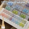 XEIJAYI Gel Nail Polish Pink Jelly Clear Color Thermo Gel Polish Semi Permanent Glitter Varnish Ceramic Cat's Eye Manicure. 