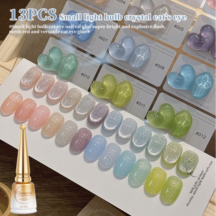 XEIJAYI Gel Nail Polish Pink Jelly Clear Color Thermo Gel Polish Semi Permanent Glitter Varnish Ceramic Cat's Eye Manicure