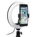 LED Studio Ring Light Dimmable Photoes Video Lamp Tripod Selfie Phone Holder - 8 inch. 