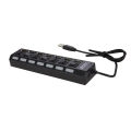 HXSJ Hot USB Hub 7 Port USB 2.0 Independent Switch Indicator High Speed Ultra Slim Splitter Hub with USB Cable. 