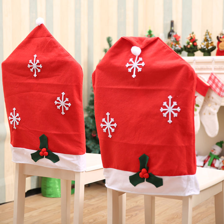 Christmas Chair Cover Santa Snowman Red Decor Home Dinner Party 48cmx70cm