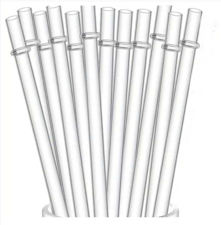 (10 pieces) Reusable 26.5cm glitter straws with loops individually packaged PP food grade hard plastic straws