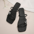 Large Size Crystal Bow Women Slippers Fashion Open Toe Low-heeled Slippers Women Summer Casual Cozy Slides Female Flip Flops.