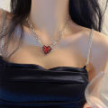 Gothic Irregular Red Heart Necklace Y2K Dark Love Ghost Claw Chain Necklaces Punk Grunge Aesthetic Egirl Branch Heart Necklace Demoo.