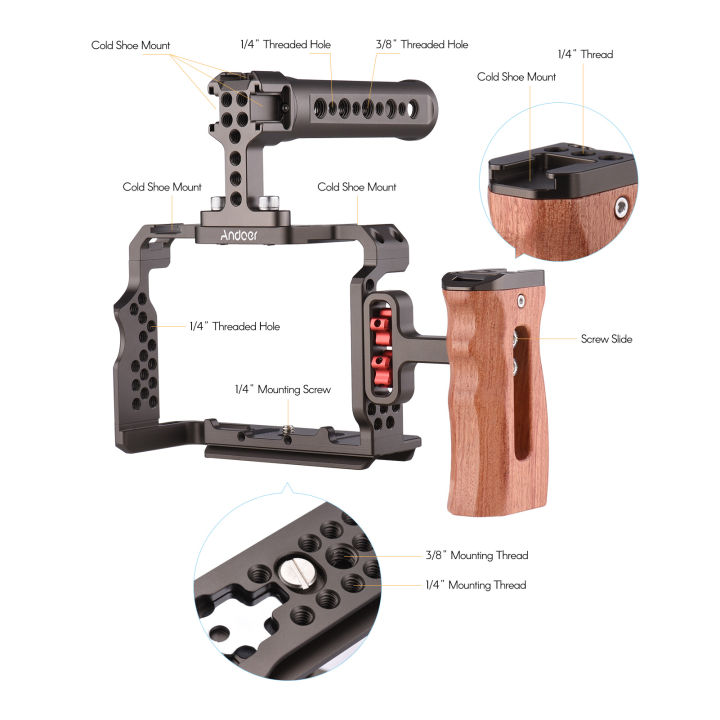 Andoer%20Camera%20Cage%20Kit%20for%20Sony%20A7iii%20A7C%20Aluminum%20Alloy%20Camera%20Video%20Cage%20with%20Cold%20Shoe%20Mounts%20for%20Sony%20A7IV/%20A7%20III/%20A7%20II%20-%20Image%205