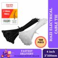 Hazi Electrical Cable Tie | 4 Inch Cable | Tie 3 x 100 mm  100 Pcs Per Pack | Nylon Plastic Tie. 