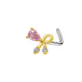 PantiesPantiesPink Cubic Zircon L-Bend Nose Stud Butterfly Nose Ring Bow Love Piercing Nose Rings for Women Fashion Body jewelry. 