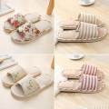 Women's Home Indoor Non-slip Slippers Ladies Flat Printed Soft Comfortable Cotton-linen Flipflops. 