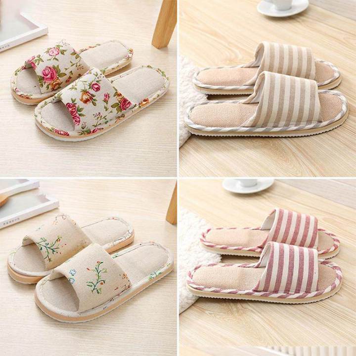 Women's%20Home%20Indoor%20Non-slip%20Slippers%20Ladies%20Flat%20Printed%20Soft%20Comfortable%20Cotton-linen%20Flipflops%20-%20Image%205