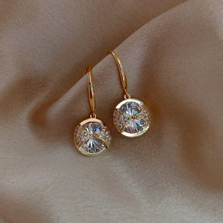 Korean%20Style%20Crystal%20Earrings%20Round%20Sparkling%20Imitated%20Diamond%20Gold%20Plated%20Hanging%20Earrings%20for%20Women%20Luxury%20Fashion%20Elegant%20Drop%20Earrings%20-%20Image%202
