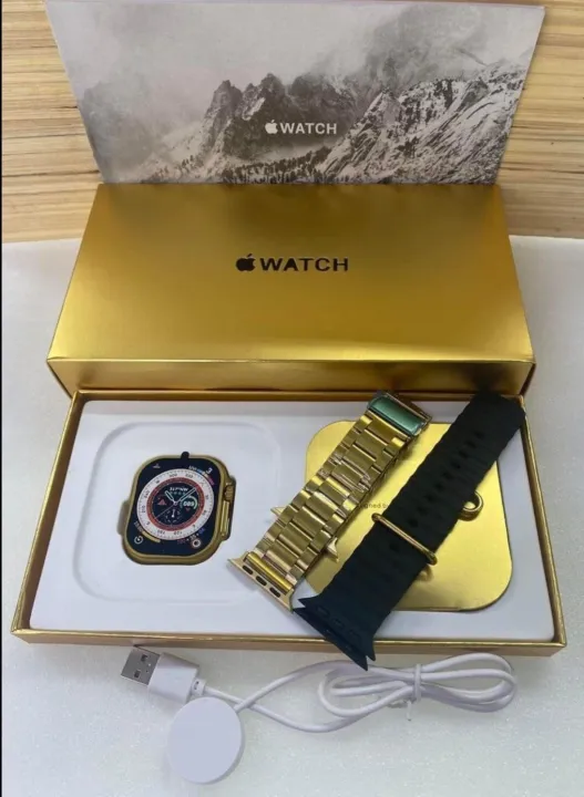 Watch%208%20Ultra%20Gold%20Edition%20Smartwatch%20with%20Sports%20Mode%2049MM%20Gold%20and%20Orange/Black%20Belt%20Smartwatch%20With%20**ple%20Logo%20-%20Image%202