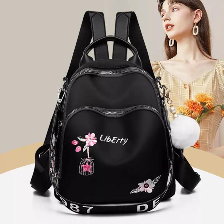 Fashion Women Oxford Cloth Backpack Embroidered Shouler Bags Anti Theft  Waterproof Daily Travel Back Pack Ladies Bagpack School Bag For Girls 