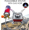 Collapsible Camping Cart Stove: Secure and Portable for Outdoor Adventures with bottle. 