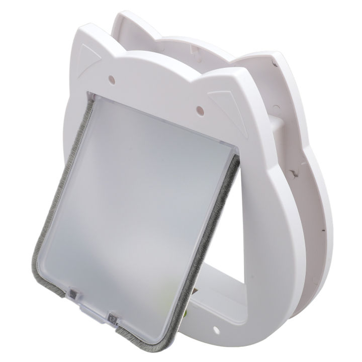 Cat Flap Door Transparent Quiet Wearproof 2 Way Lockable Cat Interior Exterior Door for Pets Cats and Small Dogs