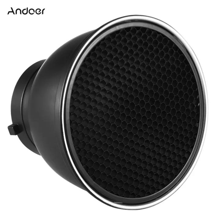 Andoer 7” Standard Reflector Diffuser Lamp Shade Dish w/ 60° Honeycomb Grid for Bowens Mount Studio Strobe Flash Light Speedlite