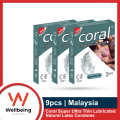 Coral Condom For Men Super Ultra Thin Lubricated Natural Latex - Combo 3 Packs.