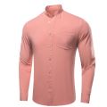 Hi-Tie Silk Mens Shirts Mandarin Collar Long Sleeve Jacket Shirt Soft Elegant Light Male Blouse Pink Green Yellow Black White. 