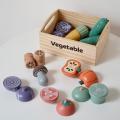 GC Wooden Food Sets Multi-play Food Set Magnetic Vegetables Fruits Cutting Set Kitchen Accessory For Kids Pretend Play. 