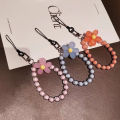 1pc Macaron-Colored Crystal Bead String Fashion Mobile Phone Lanyard Ins Style Handmade Beaded Anti-Lost Mobile Phone Chain Qoddess. 