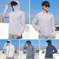1Pcs Men’s Ice Silk Sun Protection Jacket – Anti-UV Thin Hooded Sportswear Coat, Summer Winter Outdoor Fishing Hiking Sunscreen Casual Top. 