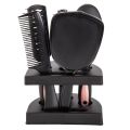 (NEW)5Pcs Hair Brushes Comb Set Women Ladies Hair Care Massage Hairbrush With Mirror And Stand Pink. 