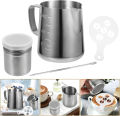 350 ml Milk Frothing Pitcher Stainless Steel Milk Frother Cup Measurements on Side for Cappuccino Latte Art Barista Steam Pitchers Milk Jug Cup Espresso Machines. 