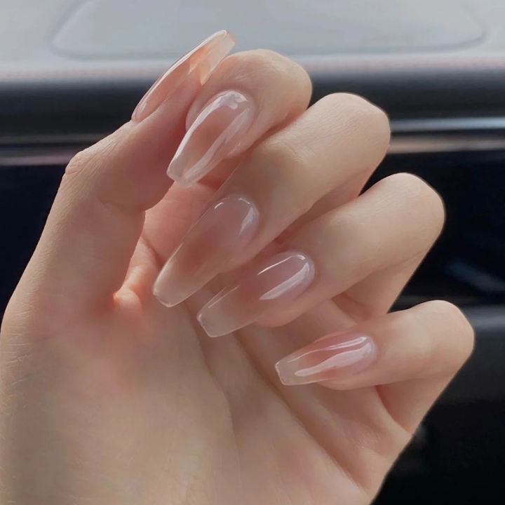 24pcs/%20box%20False%20Nail%20Pink%20Gradient%20Glitter%20Nails%20Full%20Cover%20French%20Korean%20Manicuree%20Rhinestone%20Shiny%20Artificial%20Nails%20-%20Image%206