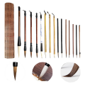 Chinese Calligraphy Brushes Set Kit 15Pcs Chinese Writing Brushes Kit with Bamboo Pen Holder Japanese Painting Ink Brushes.