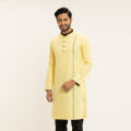 Masculine Light Yellow Casual Slim Fit Panjabi For Men. 