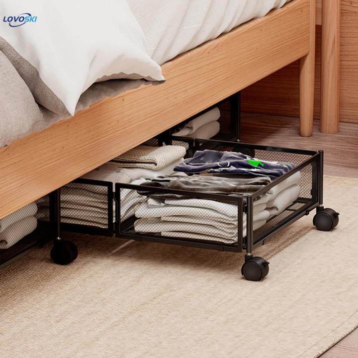under Bed Storage Containers, under Bed Rolling Storage under Bed Metal Bedroom Large Storage Organizer for Book, Bedding Blanket Clothes, Toys