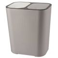 Trash Can Rectangle Plastic Push-Button Dual Compartment 12 Liter Recycling Waste Bin Garbage Can-Grey. 