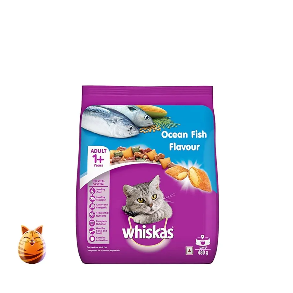 Whiskas Cat Food Ocean Fish Flavour - 480gm | Daraz.com.bd