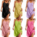 Ladies Beach Dresses Women Summer Sexy Latest  Summer Sleeveless Tank Top Beach Wrap Dress Solid Color Custom Beach Dresses. 