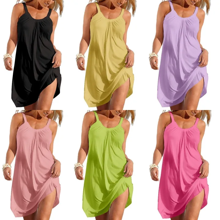 Ladies%20Beach%20Dresses%20Women%20Summer%20Sexy%20Latest%20%20Summer%20Sleeveless%20Tank%20Top%20Beach%20Wrap%20Dress%20Solid%20Color%20Custom%20Beach%20Dresses%20-%20Image%202