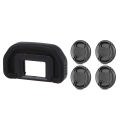 4Pcs 58Mm Lens Cap with Lens Cap Leash Hole Bundle for Dslr Cameras Nikon Canon & 1Pcs Black Rubber Wrapped Plastic Eyecup Eyepiece Eb for Canon Eos 60Da 6D 5Dii. 