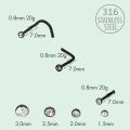 10Pcs Nose Rings Set for Women with Crystal Rhinestone Nostril Stud Piercings Jewelry Surgical Stainless Steel 0.8/1.0mm 18/20g. 