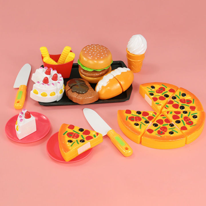 【Trick or Treat Alliance Mall】Pizza Cutting Toy Simulation Plastic Pizza Dinette Child Toy Kitchen Pretend Play Food Cooking for Girls Kids