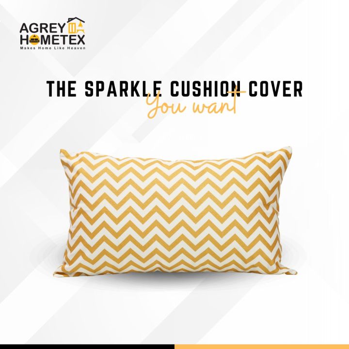 Premium Cushion Cover, Gold Sparkle, (20"x12") Only Cover, 1 Pcs