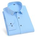 High Quality Men's Long Sleeve Shirt Dress Casual Solid Color Routine Fit Design Business Male Social Shirts White Blue Black. 
