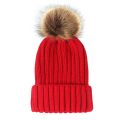 Simple Knitted Hat for Women Winter Hat Wool Luxury Beanies Skullies Artificial Fur Pom Hat for Girls Gorro Female Cap 54-60CM.