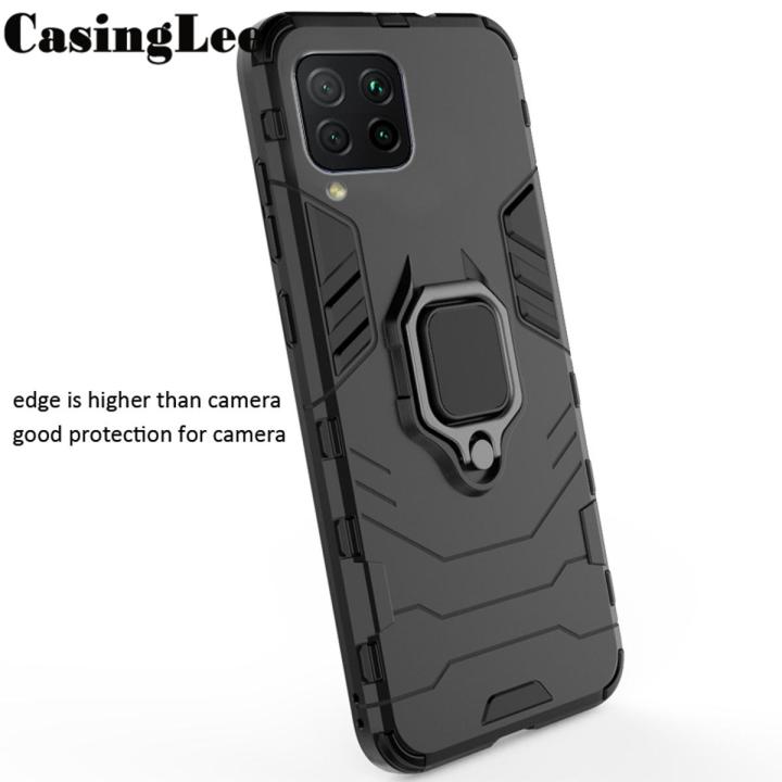 【3C VictoryEagle】Protect Cover Samsung Galaxy A12 Case Shockproof Armor Stand with Holder Car Magnetic Ring Back Cover For Samsung A12 For girls and Boys