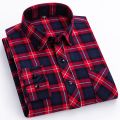 New Cotton Fashion Plaid Shirts For Men's Long Sleeve Single Patch Pocket Design Young Casual Standard-Fit Flannel Shirt S-8XL. 