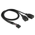 10 Pin Motherboard Female Header to 2 USB 2.0 Female Adapter Cable, Length: 50cm.