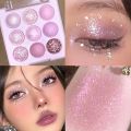 Rose Pink Purple Color Eyeshadow Palette 9 Colors Pearlescent Matte Glitter Eyeshadow Palette Shiny Eye Korean Makeup Pigments.